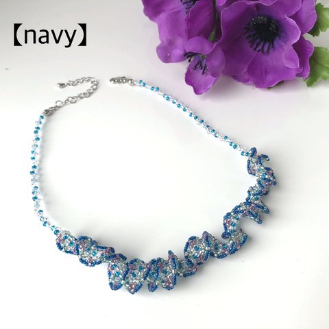 frill  choker(navy)