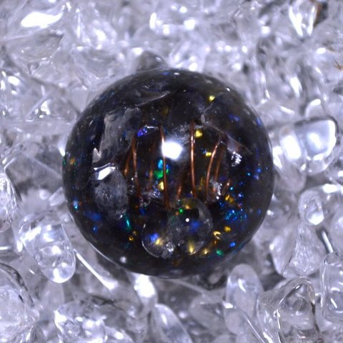 【ゴム径選択】宇宙球オルゴナイト【水晶】ゴム（半球型：直径2.8cm）