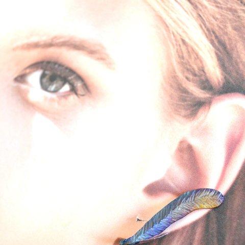 Titanium ear cuff・飾り羽のチタンイヤーカフ・右４２mmA