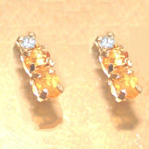 k18gp - golden -Sapphire & Citrine & Aquamarine Earrings