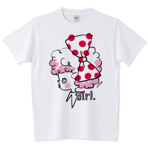 girlちゃんTシャツ・大きな水玉リボン(WHITE)