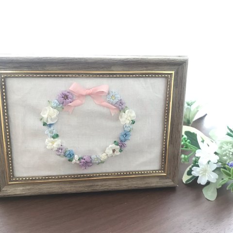 刺繍♡フラワーリース