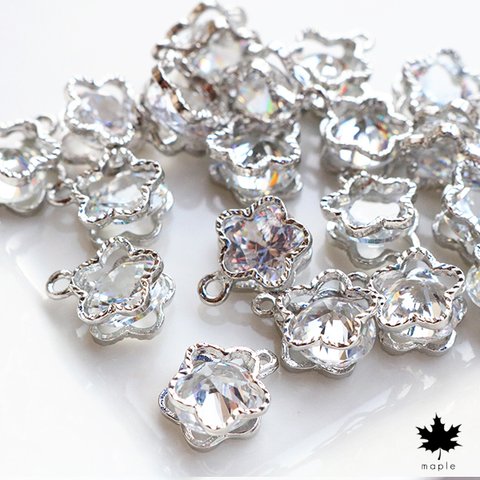 [6pcs] 12mm Flower Zircon ・フラワー 花 ジルコニア