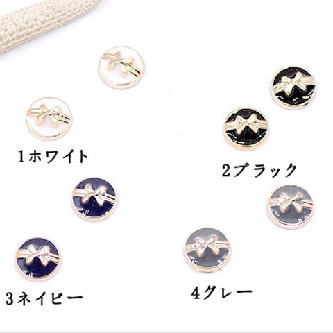 A1891_4  60個 デコパーツ 半円とリボン 10mm アクリル エポ付  3X【20ヶ】