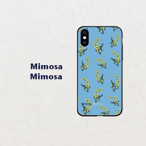 【A mimosa is for you】ミモザ マリンブルー   スマホケース　iphone android ほぼ全機種対応