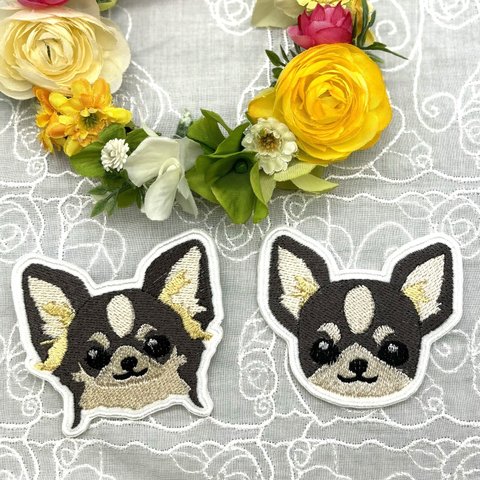 わんこ刺繍ブローチ／チワワ