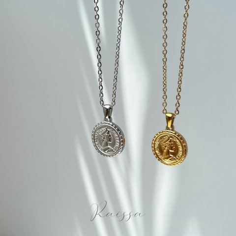 【2mm chain】coin necklace                  錆びない　金アレ対応