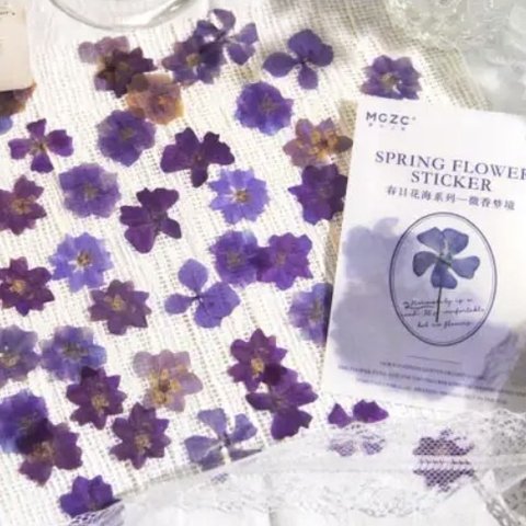 硫酸紙シール 押し花風シール　紫