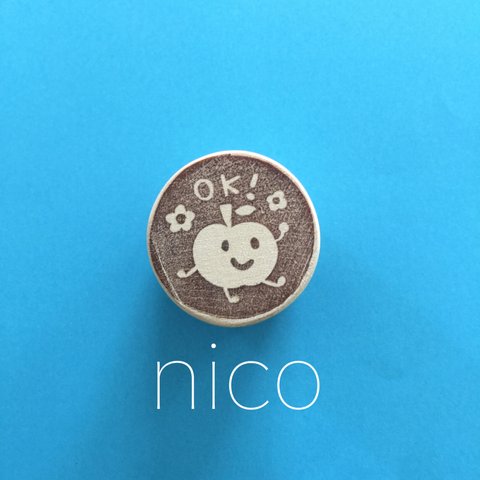 nico＊消しゴムはんこ＊りんごのOK！はんこ