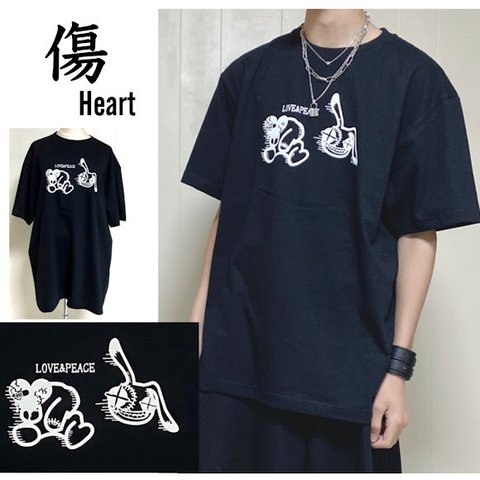 送料無料!!love＆peaceウサギTシャツ