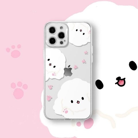 ビションフリーゼのスマホケース   クリアケース  iPhoneケース  犬好きさんにオススメ♪