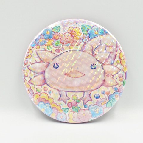 ホログラム特大缶バッジ［ピンク］　100mm