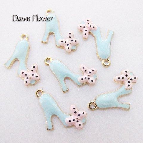 【D-0857】7pcs　ハイヒール　25×20mm　ライトブルー　チャーム　ハンドメイドパーツ