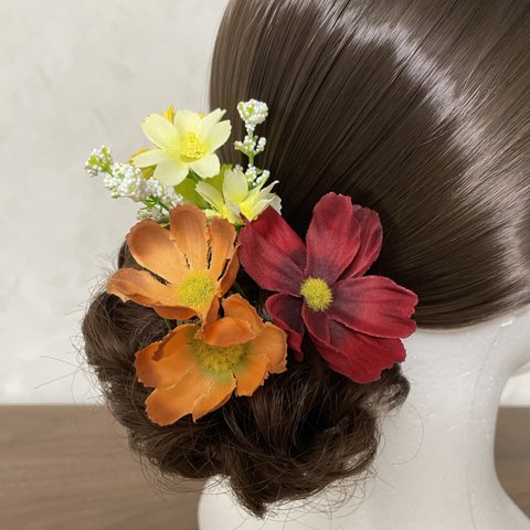 お花の髪飾り ヘアピン 造花 コスモス No.45