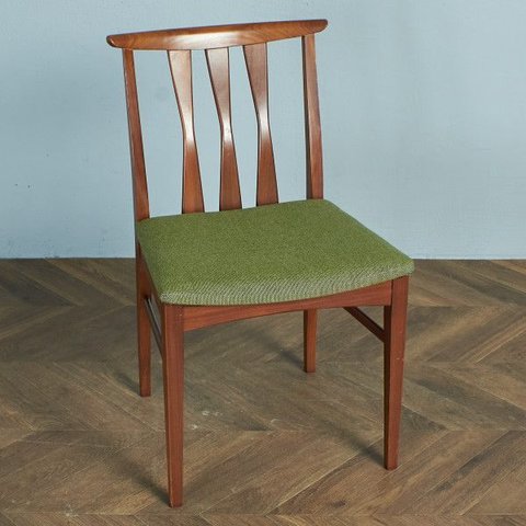 [送料無料][72122]英国 ヴィンテージ スラットバック ダイニングチェア イス イギリス 北欧 スタイル ミッドセンチュリー 椅子 張替済 布張り 木製