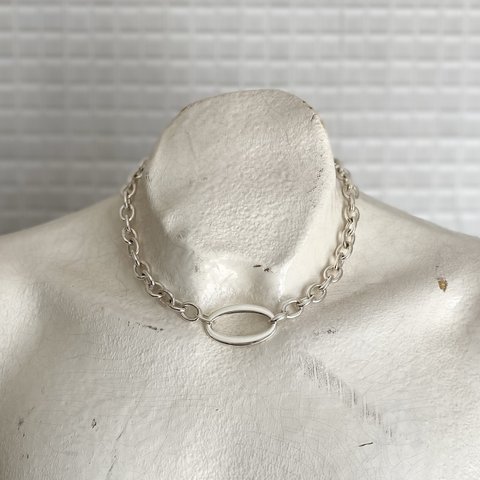 Vintage 80s-90s USA oval wide design chain necklace レトロ アメリカ ヴィンテージ アクセサリー オーバル ワイド デザイン チェーン ネックレス