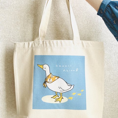 バンダナをつけたアヒル ヘヴィーキャンバス トートバッグ