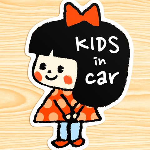 KIDS IN CAR マグネットステッカー(水玉リボンちゃん）