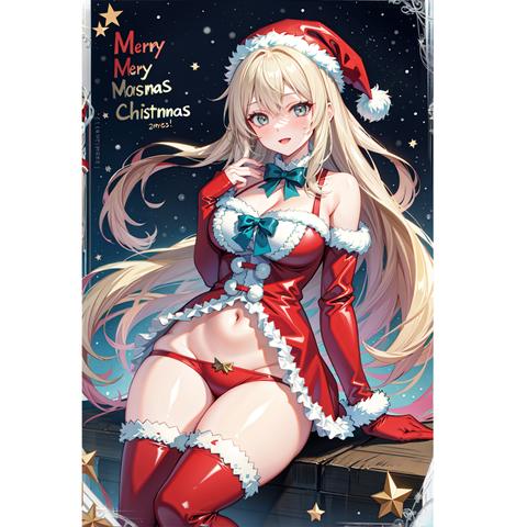 クリスマスカード　CHRISTMAS CARD　女性サンタクロース