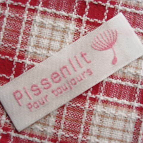 【SALE】送料無料♪オリジナル布製タグ*刺繍*pissenlit*タンポポの綿毛*ピンク*５枚セット