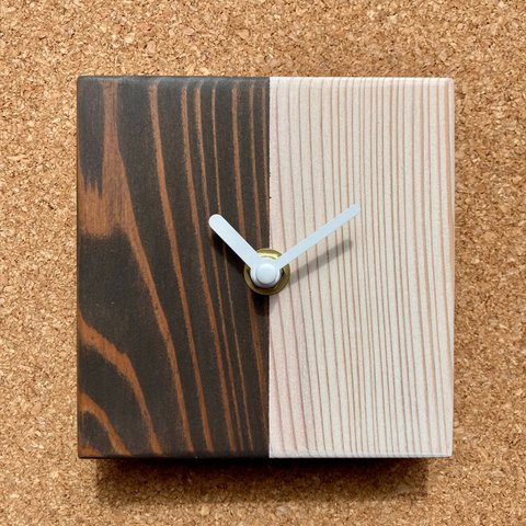 木製時計　壁掛け時計　おしゃれ　かっこいい　木製 ウッディ11ハーフ&ハーフ（アンティークグレイ&ホワイト）