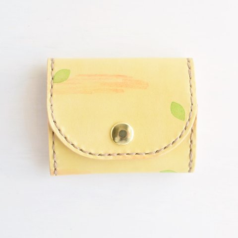 革の手染め財布　「レモン No.33（ボックス型小銭入れ/コインケース）」