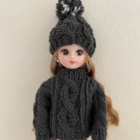 りかちゃん手編みセーター（グレー）