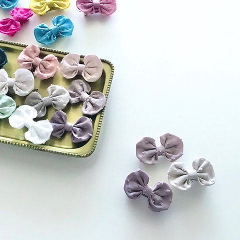 funwari colorful mini ribbon clip     ＊ BABY & KIDS ＊　※ヘアゴムに無料変更可能