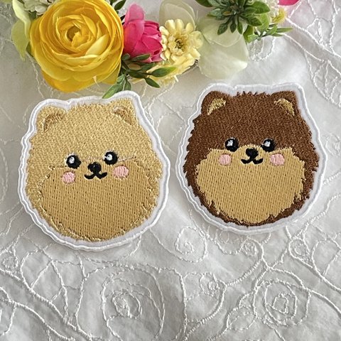 わんこ刺繍ブローチ／ポメラニアン