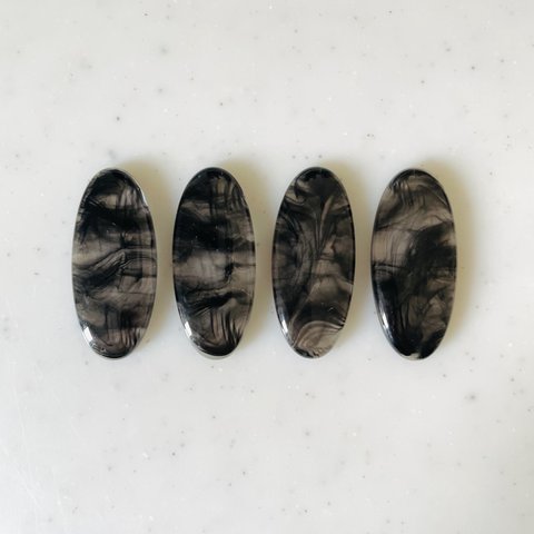 Clear Black Marble Oval Cabochons