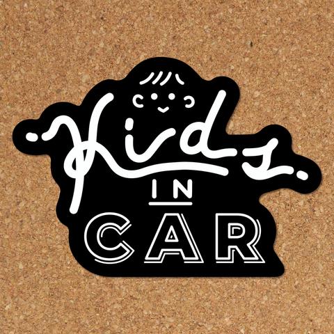 Kids in Car マグネットステッカー（レタリング風 黒）