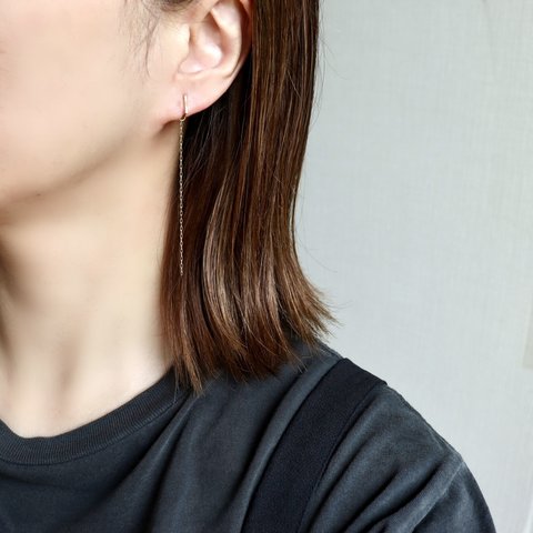 【14kgf】2way! Long chain earcuff / earrings