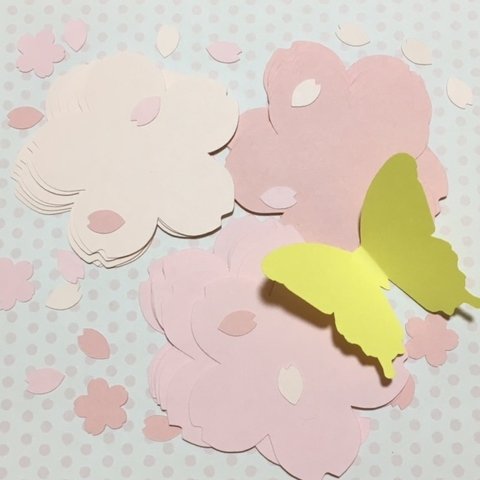 ①壁面にも☆『８ｃｍ』桜の花びら　コメントメッセージカードセット　*コメカ* 21枚セット 