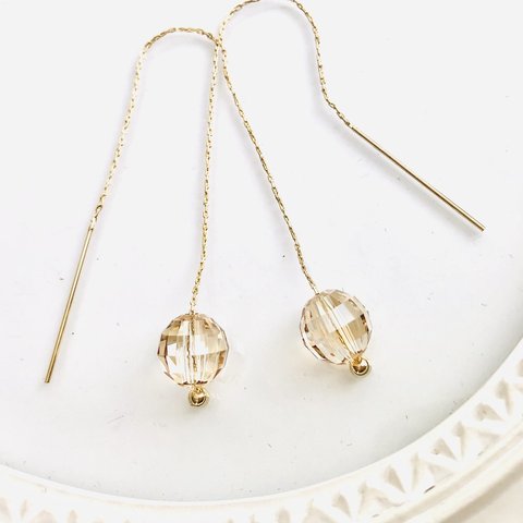 Swarovski ミラーボールのアメリカンピアス