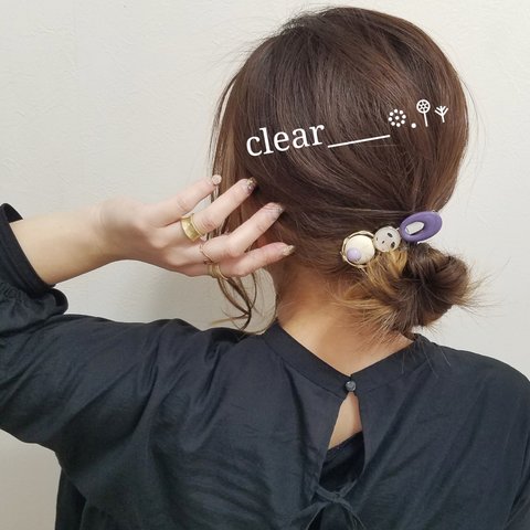 簡単挟むだけのヘアクリップ♪パープル😊