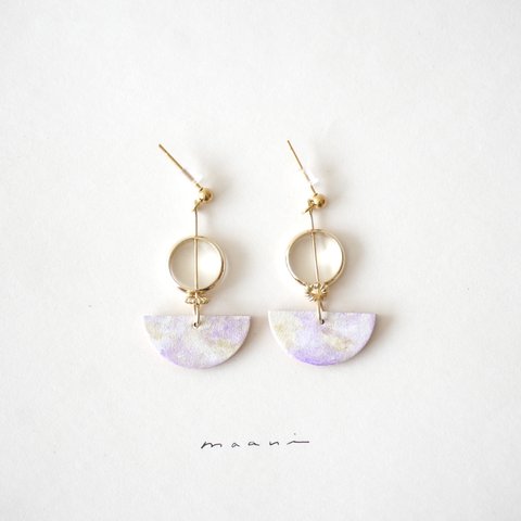 hanen #1 革ピアス/イヤリング (color : ラベンダークリーム)