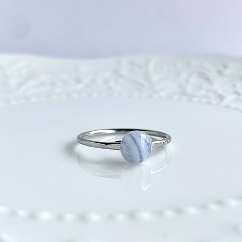 ❇︎ 天然石 ❇︎ ブルーレースアゲートのリング　Minette☆ RING077   ❇︎ フリーサイズ 指輪 ❇︎
