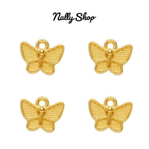 【10個】Mini Butterfly Charm Gold【M-444】