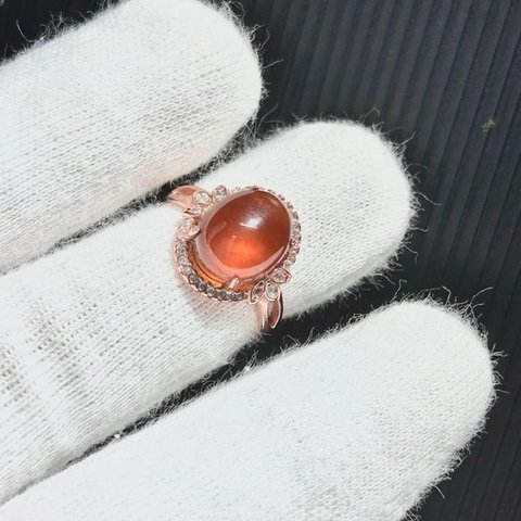  宝石質　オレンジガーネット（ヘソナイト）　天然石リング（指輪） フリーサイズ　 シルバー925　送料無料