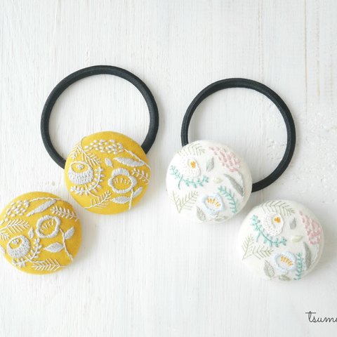 いろんなお花刺繍ヘアゴム/colorful