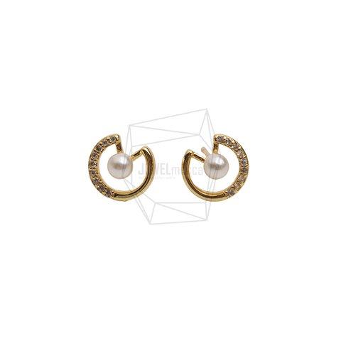 ERG-2670-G【2個入り】キュービックラウンドピアス/Cubic Round Post Earrings