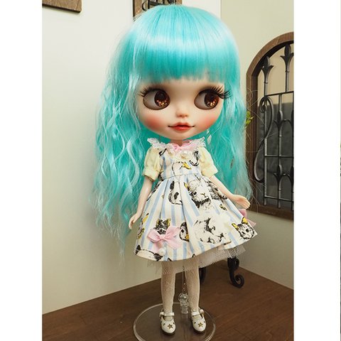 ネオブライス ウィッグ ゆるふわウェーブ ターコイズブルー 10インチ/ドール Blythe 