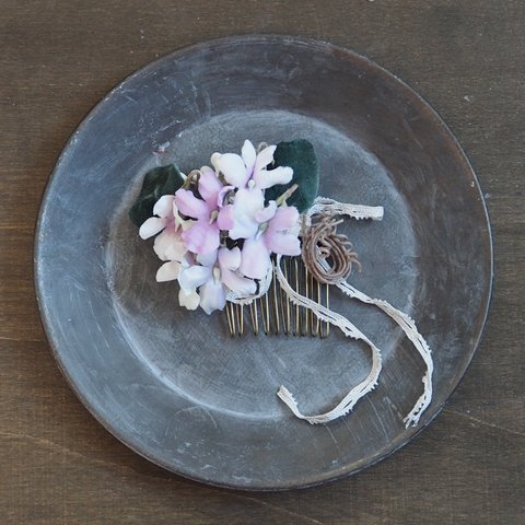 Small bouquet hair comb【pink】
