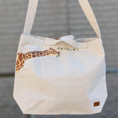 【SOLD OUT】キリン刺繍のショルダートートバッグ