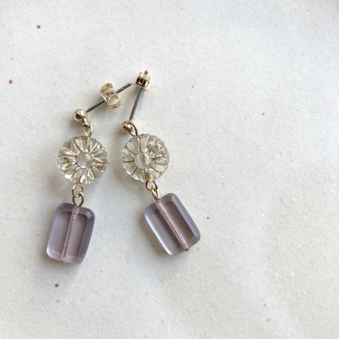 clear purple antique style pieces/earrings