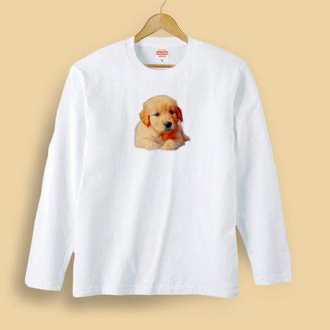 【半袖/長袖】オシャレおもしろTシャツ「ゴールデンの子犬」