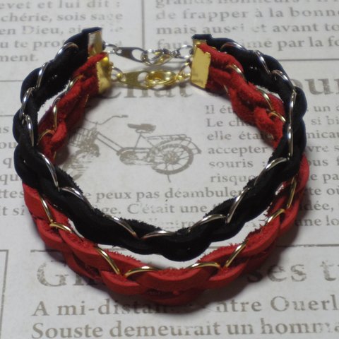 送料無料♪Braided Leather Bracelet