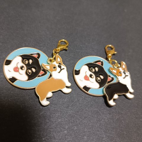 犬 チャーム ハンドメイド 2個 柴犬 ハンドメイド キーホルダー アクセサリー