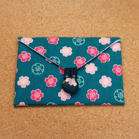 封筒型カードケース＊桜印＊藍