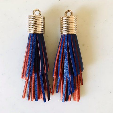 Blue Orange Different Length Leather Tassels